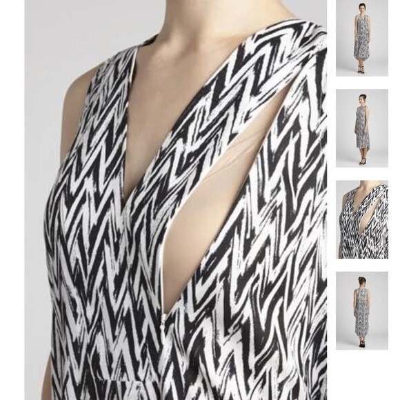 Loyal Hana The January in Black White Chevron Midi Dress S NWOT - Picture 2 of 13